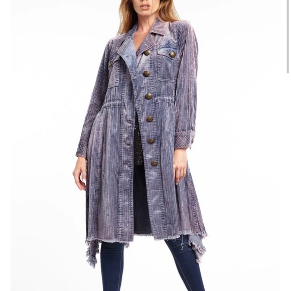 Stone washed corduroy trench with inside adjustable twill tape belt - Picture 1 of 5